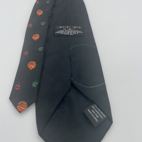 Looney Tunes Mania Tie Tazmanian Devil & Daffy Duck Black Christmas Tie 1995 Fun - Picture 8 of 9